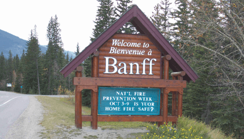 welcome sign of events on banff ave