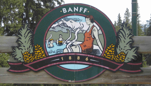 banff upper hot springs welcome sign