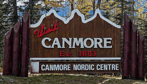 canmore nordic center sign, home of the 1988 winter olympics