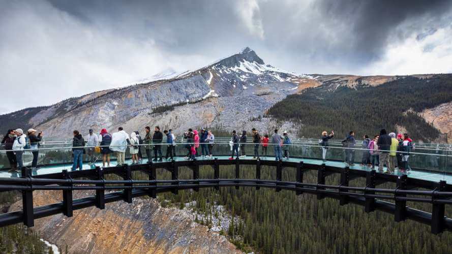 Glacier Skywalk is one of the busiest attractions in the Banff National Park.  This unique attractions allows you to immerse yourself in a different way than others to experience the beauty the mountain landscapes offer  
