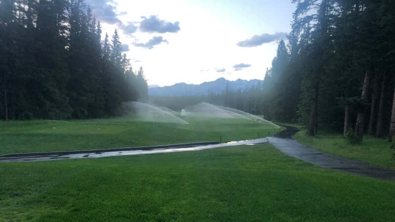 Banff Springs early evening watering of the golf course