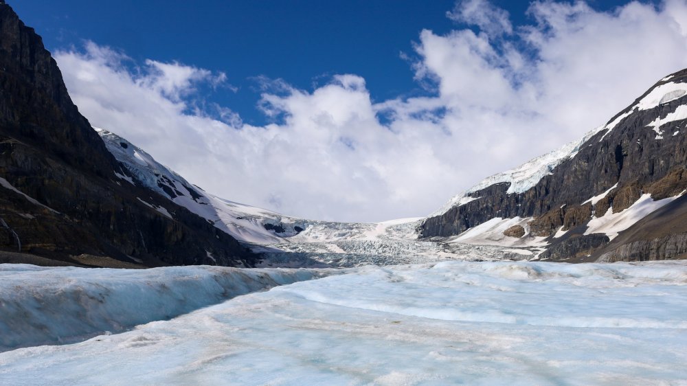 Columbia Icefields Sunny Day Shot of ice level view baby blue 