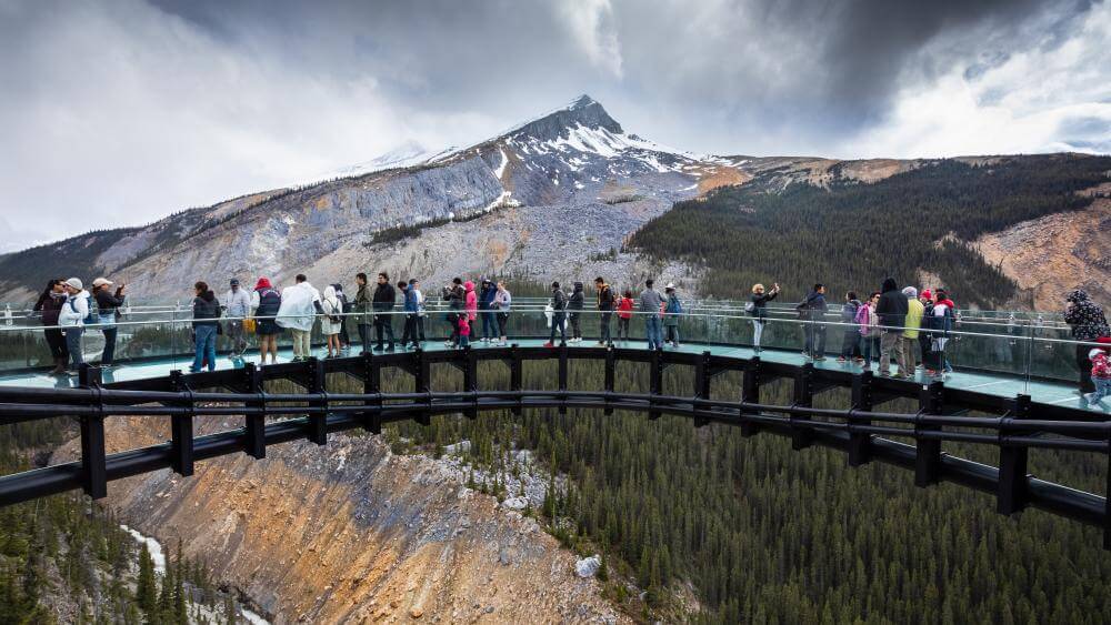 glacier skywalk jasper parkway glass view station attraction