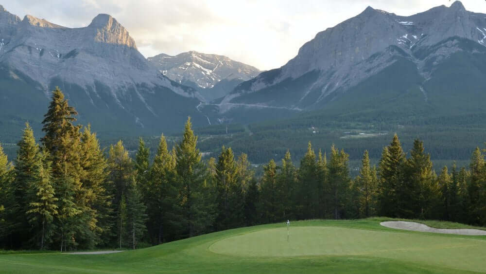 golfing banner image for canmore product page silvertip 1st hole