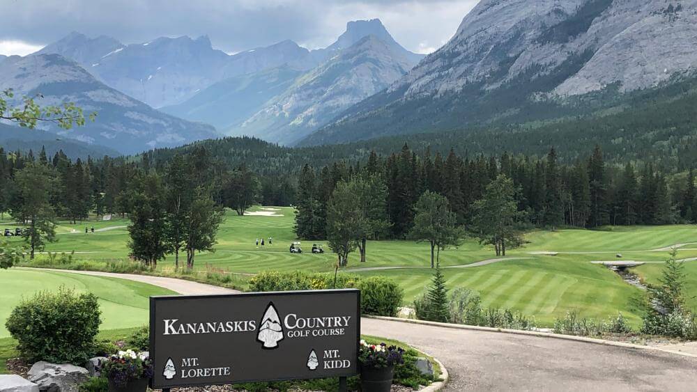 mount kidd kananaskis golf course looking to mountains in the background