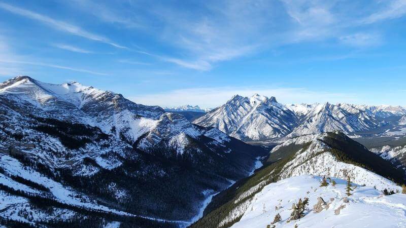 wasootch ridge trail kananaskis hiking mountain top looking down to valley