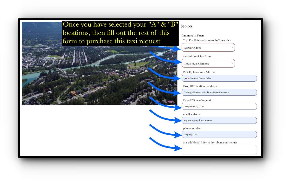 welcome pricing - 16x9 1000 canmore in town last step filling out the form 