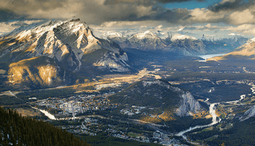 mountain top view from banff gondola
