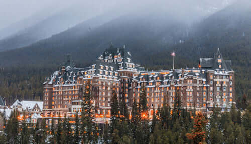 Fairmont Banff Springs Crisp Frosty Day Outside View