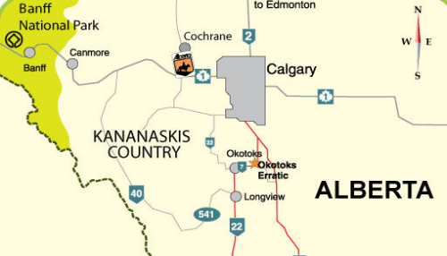 map of where kananaskis village is located